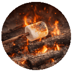 Guimauve sur feu de bois